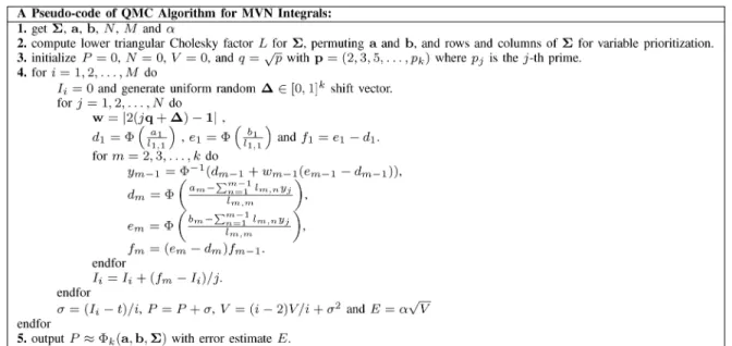 Fig. 3. A randomized QMC algorithm proposed in [36] to compute MVN probabilities for hyper-rectangular regions.