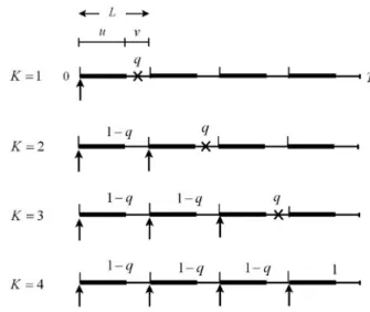 Figure 1. The random variable K is defined as the number of times the car owner will pay for parking, including the initial payment