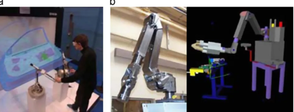 Fig. 1. Examples of virtual environments applications. (a) Virtual prototyping. (b) Virtual assistance/supervision.