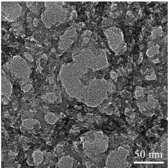 Figure 4.17: TEM image of porphyrin dye encapsulated ormosil thin film, showing the high nanoporosity.