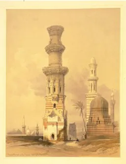 Figure 7:  Louis Haghe, lithographer, and David  Roberts, Ruined Mosques in the Desert, West of the  Citadel, published between 1846 and 1849