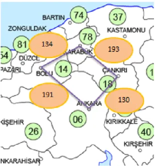 Figure 5.1: Neighbourhood relation between Ankara and Karabük
