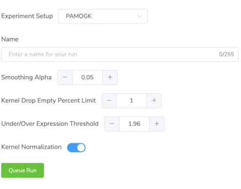 Figure 4.4: The figure showing PAMOGK-Web experiment creation screen with different experiment parameters supported by the experiment.