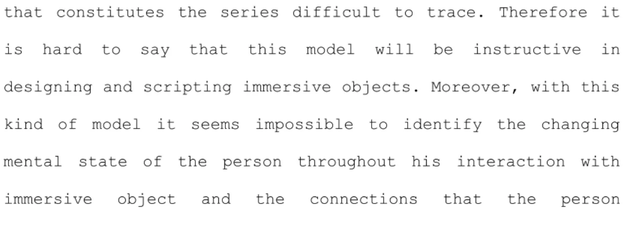 Figure 7: Preferred extension of Bergson‟s perception model  for immersive experience 