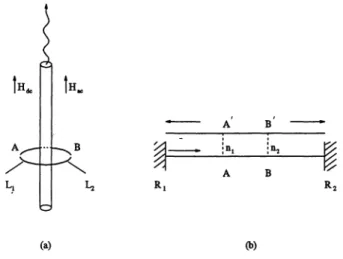 Figure 6. (a) The mesoscopic loop (L) enclosing an optical fiber . In the TE oI mode, the magnetic field H ae is aligned parallel to external field H de and to fiber axis.