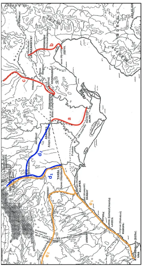 Figure 6: Map of Cilician road system with a focus on Plain  Cilicia (adapted from Forlanini, 2013: 2, fig