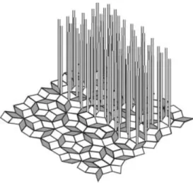 Fig. 1 – Schematic drawing of a two-dimensional Penrose photonic crystal. The metallic rods are placed at all vertices of fat and skinny rhombic cells.