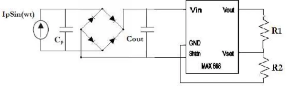 Figure 4.2: Power storage circuit with a voltage regulator MAX 666