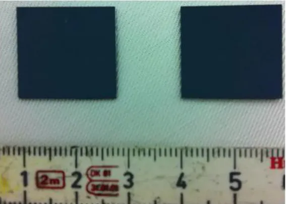 Figure 3.1 Photographs of cleaved Silicon wafers with diamond pinned scriber pen 