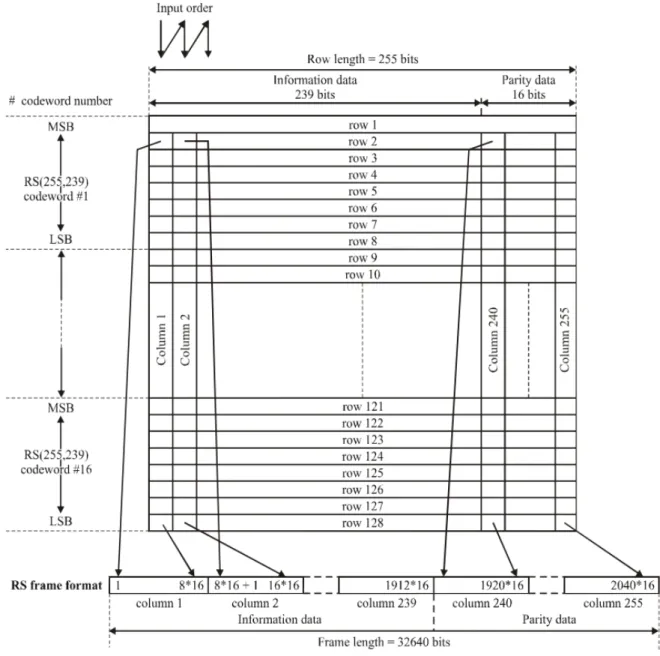 Figure 2.17: Frame format output from RS encoders and input to interleaver [3]