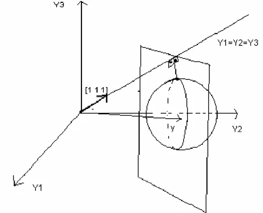 Figure 2.5: The case if the variance sphere and the line y 1 = y 2 = y 3 do not intersect.