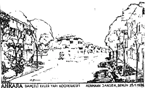 Figure  2.16  Sketches  of  street  scene,  I.  Tekeli  and  S.  ilkin,  Bahçelievlerin  Öyküsü:  Bir Batı  Kurumunun  Yeniden  Yorumlanması 