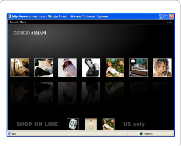 Figure 12: Giorgio Armani’s web advertising example; about black background  Source:< http://www.armani.com> 