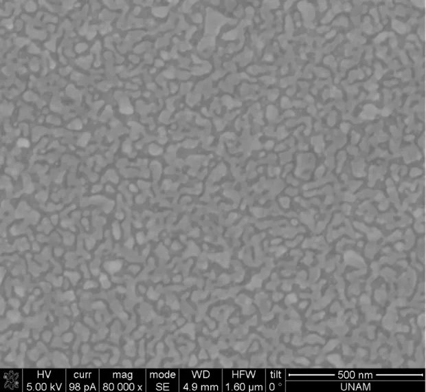 Figure  4.  4.  SEM  image,  5  nm  Ag  is  deposited  on  Silicon.  Here  the  nanoislands  shown in the previous cases are connected to each other