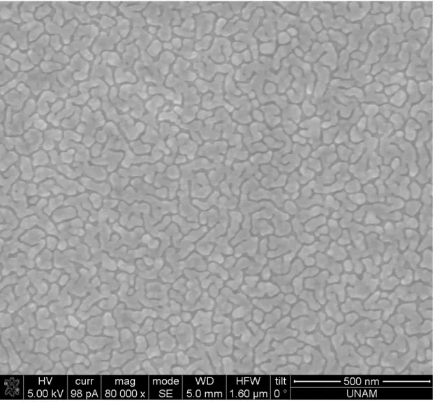 Figure 4. 5. SEM image, 7 nm Ag is deposited on Silicon. Here a quasi-continuous  film is formed