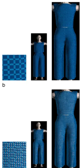 Fig. 8. Examples of woven cloth. The woven cloth in (b) shows the difference in the appearance of front and back surfaces.