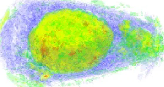 Figure 10. One rendering of the full 3D point cloud of an amoeba, using data captured as described in Ref