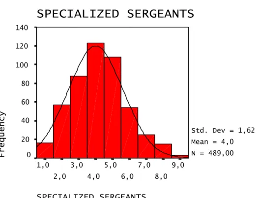 Figure 5. Histogram For Composite Index Of Specialized Sergeant System  Considerations 
