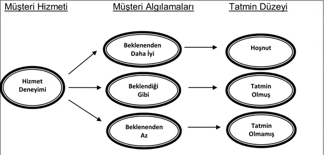 Şekil 3. Müşteri Algılamaları ve Tatmin Düzeyleri Sonucu Ortaya Çıkan  Unsurlar 