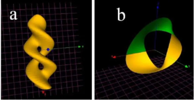 Fig. 4. (a) Fabricated pseudo torus, (b) fabricated Möbius strip.