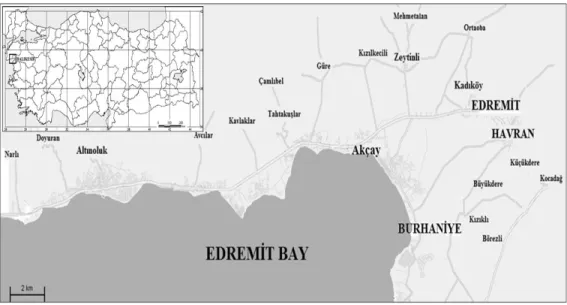 Figure 1. The map of the Gulf of Edremit and its surroundings. 