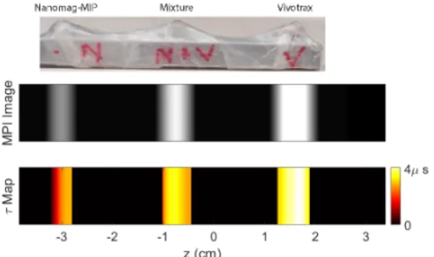 Figure 4: Imaging experiment results for Nanomag-MIP, Viv- Viv-otrax, and a homogeneous mixture of the two