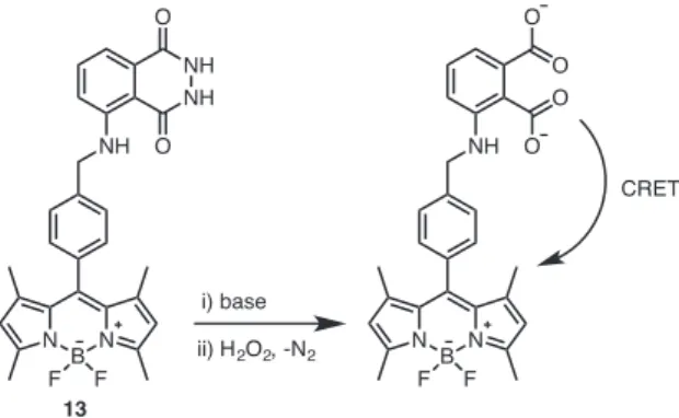Fig. 13. Molecular structures of HOCl-selective probes and the detection mechanism.