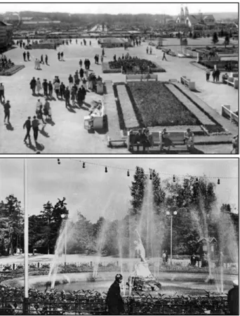 Figure 6. Photographs showing Gorky Park’s spatial codes, which resemble those of ICP  (Source: centralpark.kh.ua/istoriya-parka/) 