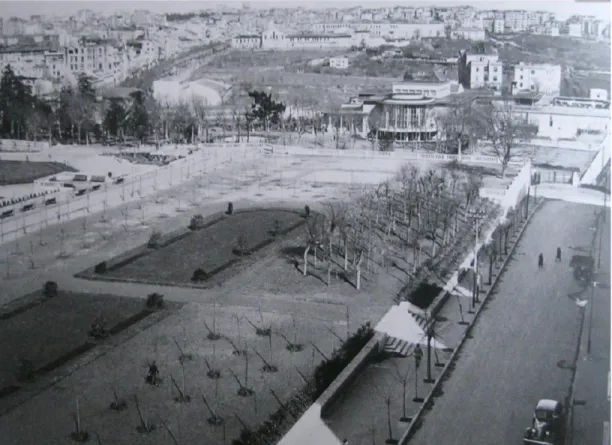 Figure 2.19: Gezi Park and Taksim Gazinosu by Rukneddin G¨ uney in 1939 (Source: Acad´ emie d’architecture/ Cit´ e de l’architecture et du patrimonie/