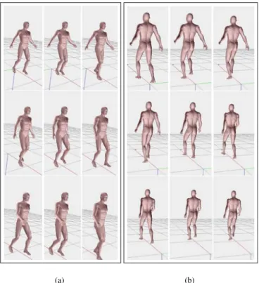 Figure 5: Human walking: (a) front view; (b) back view.