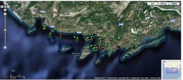 Figure 6.1. Distribution map of the dives. 