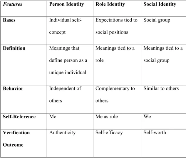 Table 8: Defining Features of Person, Role, and Social Identities 219