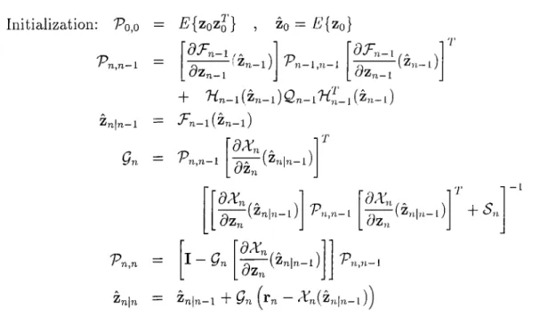 Table  4.1:  Equations  o f General  Extended  Kalman  Algorithm