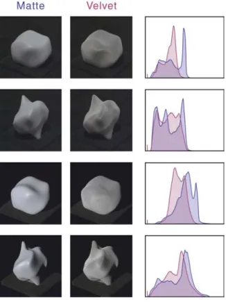 Figure 12 . The original stimuli (top two rows) and the stimuli photographed with collimated illumination (bottom two rows)