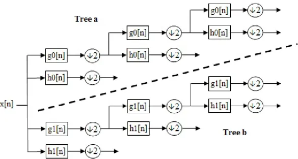 Figure 3.3: Three level Dual-Tree Complex Wavelet Transform [1]