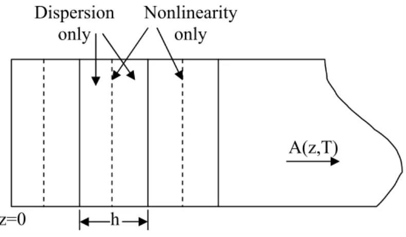 Figure 4.1. Illustration of split-step  Fourier method used for numerical simulations 