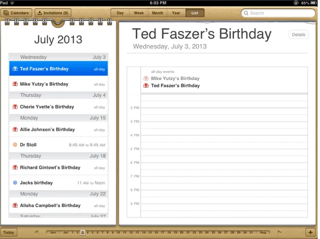 Figure 3. A Skeuomorphic Calendar Apple iPad Platform 