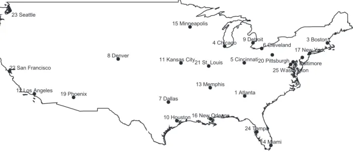 Fig. 1. Locations of demand nodes for CAB data set. 