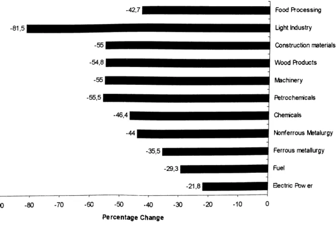 Figure  1.2  Percentage change in real gross industrial output by sector,  1991-95