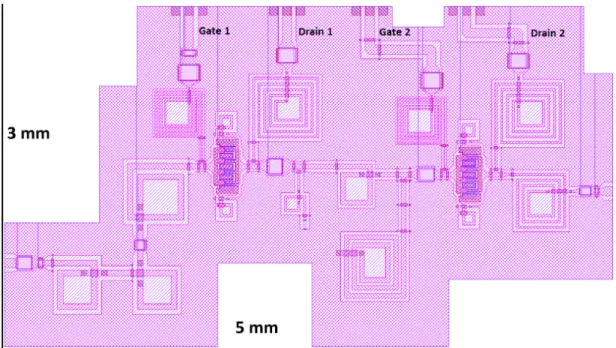 Figure 4.10: Layout of the first LNA design