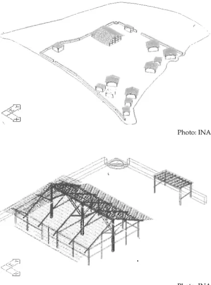 Fig. 4  (Middle).  A  reconstruction of the  Bozbonm  camp galley and tool  shed in AutoCAD