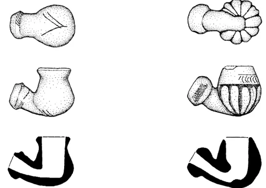 Figure  6 Earthenware pipes: 1-3 from zilla BI and  1-10 from nearby.  Scale 1:2. (Drawing: 