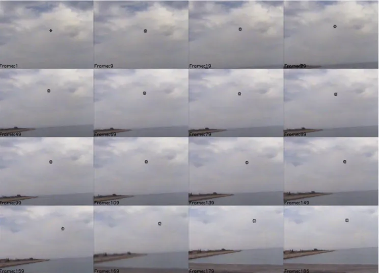 Fig. 7 The sample images of an aerial target tracking scenario.