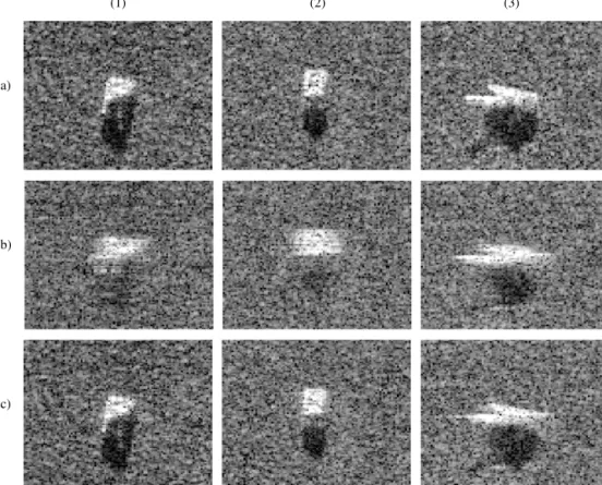 Fig. 5. Three target images of MSTAR database that are used in the trials. All the images are reconstructed by PFA