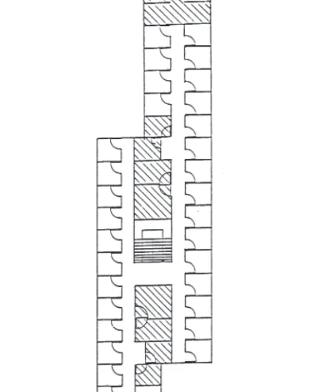 Figure 2: Floor Plan of the Dormitory Building NOTE: Shaded areas indicate semi-public spaces.