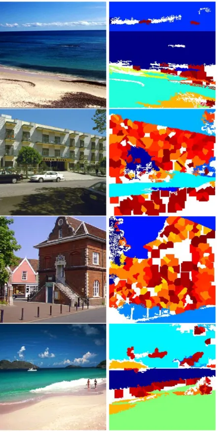 Figure 3.6: Final segmentation results. First column shows the original images, second column shows the results of our segmentation process in false color.
