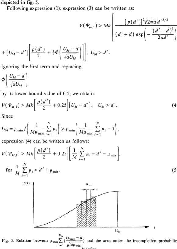 Fig.  5.  Relation  between  ~mi.)-'~,(  )  and  the  area  under  the  incompletion  probability  function