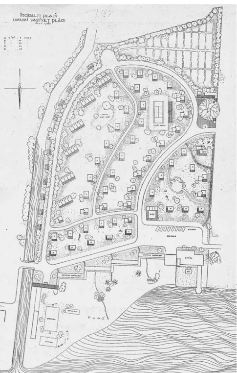 Figure 3.3   Site plan of the I·nciraltı Beach facility with summerhouses. Author’s  archive