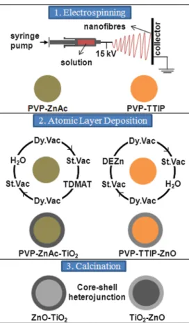 Fig. 1 is a schematic diagram depicting the fabrication of the CSHJ nanobers, where the various processes and sequence of the steps are described