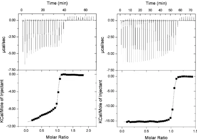 Figure 7. ITC titration curves of reference compound 1 in acetonitrile. Left: 0.5 mM 1 titrated with 5.0 mM Zn(ClO 4 ) 2 , Right: 0.5 mM 1 titrated with 4.0 mM Hg(ClO 4 ) 2 .
